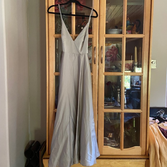 ASOS EDITION satin midi dress with tie back in sage green - Picture 3 of 5